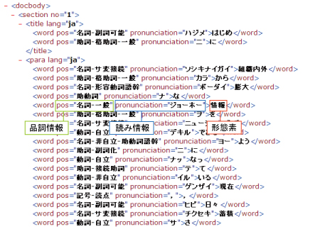 言語構造に関するタグの付与