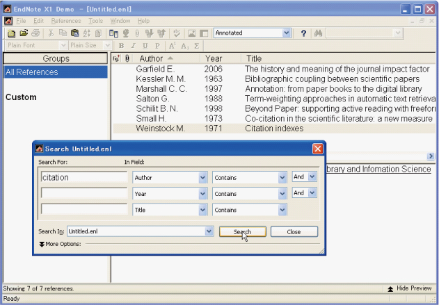 EndNote画面例